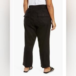 NWT Kut from the Kloth Black Linen Drawstring Trouser Pants